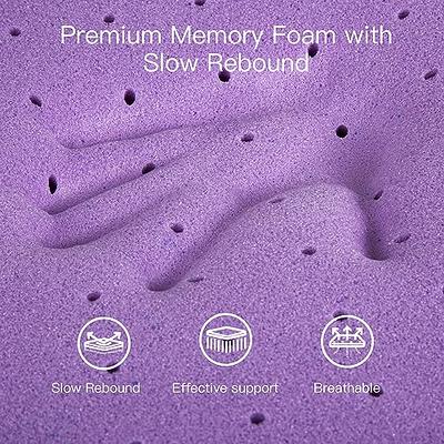 SINWEEK 2 inch Gel Memory Foam Mattress Topper Ventilated Soft Mattress Pad, Bed Topper, CertiPUR-US Certified, Twin size, Purple