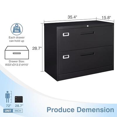 Fesbos 3 Drawer File Cabinet with Lock, File Cabinets for Home Office,18  Deep Vertical Metal Black File Cabinet Office Storage Cabinet Organizer for  Letter/Legal / A4 