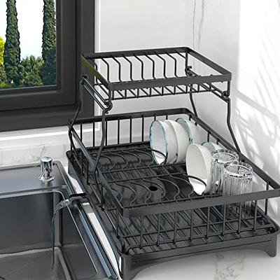 1pc Expandable Utensil Drying Rack, Bowl Plate Holder, Space Saving Kitchen  Counter Multifunctional Utensil Holder, Compact Automatic Drain Utensil