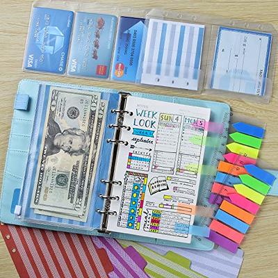 A5 6 Ring Planner Accessories (Refill Paper Lined, 5 Colorful Index  Dividers, 2 Pieces Loose Leaf Pockets, 160 Pieces Color Label with Ruler)  for 6