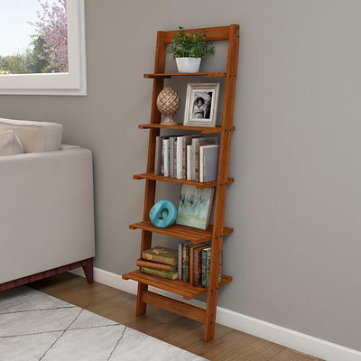 Lavish Home 5-Tier Open Industrial Style Wooden Bookshelf, Gray Woodgrain