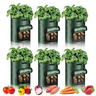 4 Pack 10 Gallon Potato Growing Bags with Flap Potato Grow Bags Garden  Plants Growing Bag with Durable Handle Thickened Nonwoven Potato Growing
