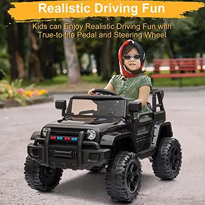 Costzon Ride On Car, 12V Battery Powered Electric Ride On Truck w/Parental  Remote Control, LED Lights, Double Open Doors, Safety Belt, Music, MP3