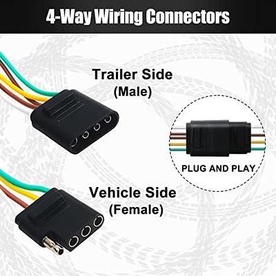 4-Way Flat 4-Pin Plug Trailer Light Wiring Harness Gauge Trailer Side 