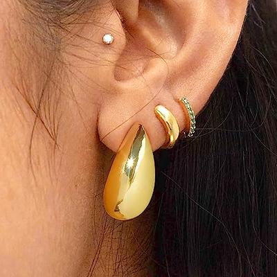  Chunky Gold Clip on Hoop Earrings for Women, 14k Gold Plated Hoops  Earring Jewelry Gift: Clothing, Shoes & Jewelry