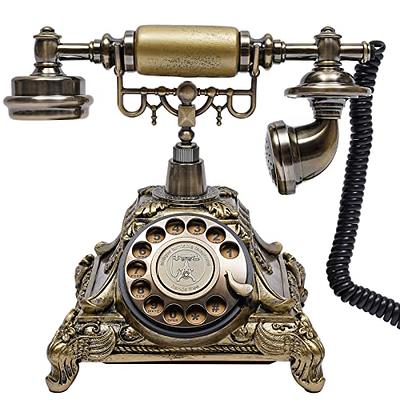 Sangyn Retro Landline Telephone Classic Vintage Corded Phone Old Fashioned  Dial Button Desk Phone with Redial Function for Home Office