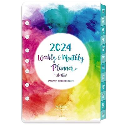 2024 Weekly & Monthly Planner Refill for A5 Ring Binder, 5-1/2 x 8-1/4,  from January 2024 to December 2024, 6-Hole Punched