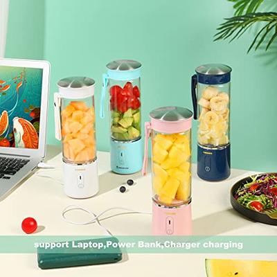 Portable Blender, Personal Size Blender, New upgraded 2400mAh Extra Large  Capacity Battery, 6 blades, 500ml extra large capacity, Mini Blender Travel
