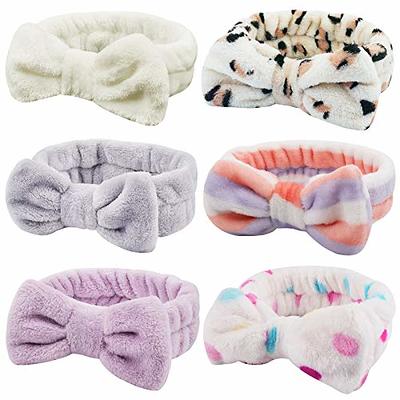 LADES Spa Headband – 6 Pack Makeup headbands Women Bow Hair Band Soft Coral  Fleece Skincare Headband Face Wash Headband for Women Girls Washing Face