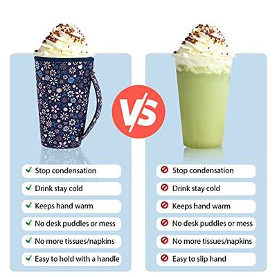 FENSING Reusable Iced Coffee Sleeve for Iced Coffee Cups, 3 Pack Insulator  Neoprene Cup Sleeve with Handle for Cold Drinks Beverage Compatible with