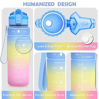 Hydracy Water Bottle with Time Marker - 500 ml 17 Oz BPA Free Water Bottle  - Leak Proof No Sweat gym Bottle with Fruit Infuser S