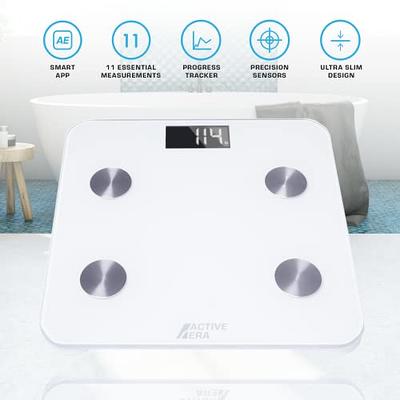 Active Era Digital Body Weight Scale - Ultra Slim High Precision Bathroom  Scale with Tempered Glass, Step