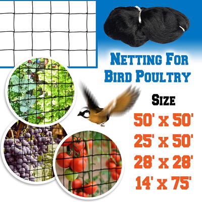 Sunny Bird Netting Net For Bird Poultry Avaiary Game Pens Black Mesh-50' X  50' - Yahoo Shopping