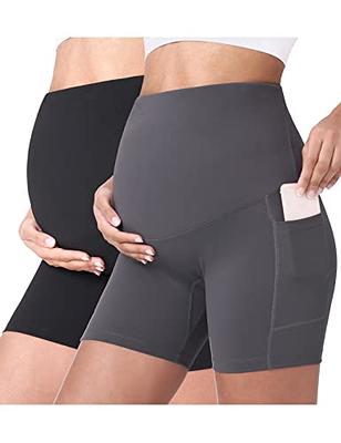 POSHDIVAH Women's Maternity Shorts Over The Belly Biker Yoga Active  Pregnancy Workout Short Pants with Pockets 2PCS Black 8 Small - Yahoo  Shopping