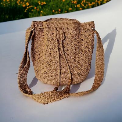 Luxury Crossbody Bag, Handmade Crochet Raffia Bucket Knitted Camel Color  Casual Shoulder Handbag, Lined Bag - Yahoo Shopping