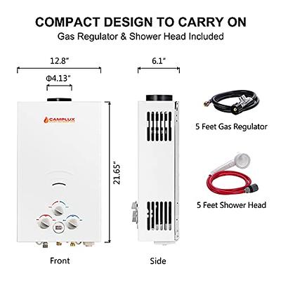 Camplux 2.64 GPM Propane Portable Gas Water Heater, Outdoor Tankless  Camping Water Heater with Digital Display, White