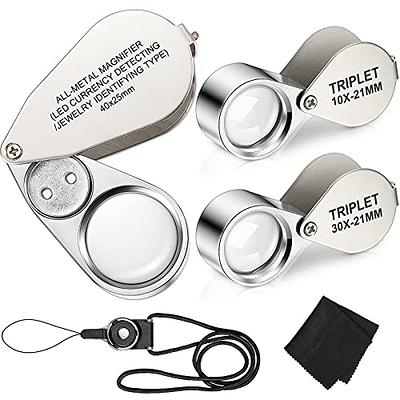 2PCS SUNJOYCO Lighted Jewelers Magnifying Glass, 30X 60X Jewelers Loupe,  40X Metal Jewelry Loop Magnifier, Foldable Gem Loop, Illuminated Eye Loupe  Magnifier for Coin Gem Stamp Watch Rock Diamond - Yahoo Shopping