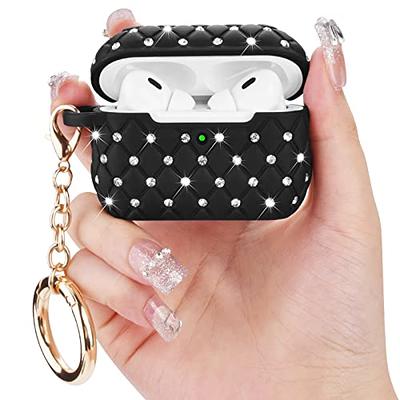 Case for Airpods Pro 2nd Generation - VISOOM Airpods Pro 2 Cases Cover  Black Women 2022 Silicone iPod Pro 2 Earbuds Wireless Charging Case Girl  Bling