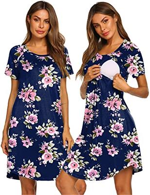 Ekouaer Womens, Nightgown Nightshirt, Maternity Nightdress, Short Sleeve,  Nursing Sleepshirt, Delivery Hospital Postpartum Flower Dress, C_pat11,  Small - Yahoo Shopping