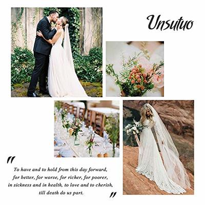 Unsutuo 2 Tiers Bride Wedding Veil Short Fingertip Bridal Tulle Veil with  Comb and Cut Edge (Ivory)