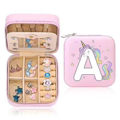 Parima Teen Girls Gifts Trendy Stuff for Girls, Initial Jewelry Box  Personalized Blue Travel Jewelry Organizer Box Travel Must Haves Jewelry  Box for