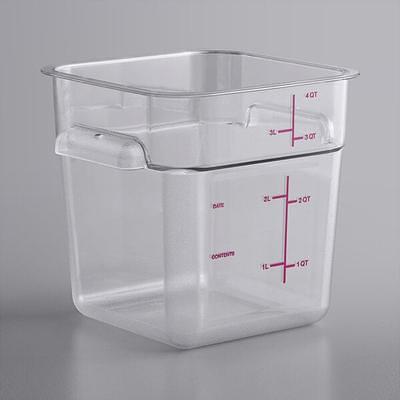 Vigor 6 Qt. Clear Square Polycarbonate Food Storage Container and Red Lid -  4/Pack