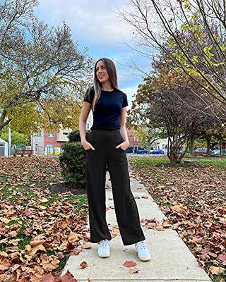 Promover Wide Leg Pants Woman Yoga Pants with Pockets Loose Casual