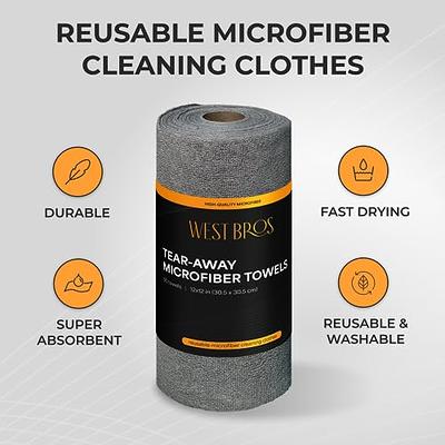 Microfiber Tear Away Cleaning Towels Roll Reusable Cloths for Car Garage  Kitchen