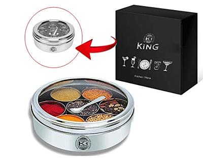 Stainless Steel Indian Spice Box, Steel Masala Dabba, Double Lid Spice  Container With 8 Spices, Gift for Chefs, Kitchen Spice Box 