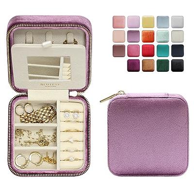 Benevolence LA - Plush Velvet Travel Jewelry Box Organizer with Mirror