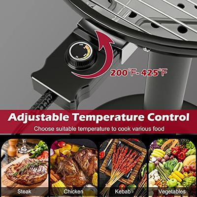 Electric Smokeless Indoor Grill, 1600W Fast Heat Up BBQ Grill, Nonstick Cooking Surface, 5 Levels Adjustable Temperature, Dishwasher Safe Removable