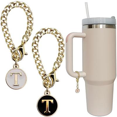 Letter Charms Accessories For Stanley Cup Name Id Plate Initial Letter  Handle Personalized Charm For Stanley Tumbler Water Cup Handle  Identification Letter Charm Chain White Black - Temu