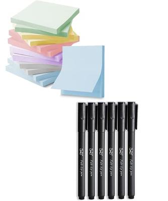  I-N-C Optimus 4 Felt Tip Fine Point Pens 3 Black/3 Blue - No  Bleed Ink : Office Products