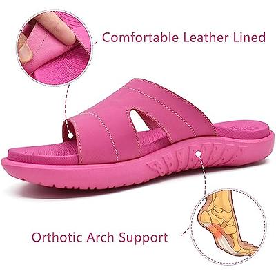 jiajiale Womens Summer Orthotic Arch Support Slides Relief Plantar  Fasciitis Athletic Sandals Ladies Yoga Mat Lightweight Cosy Adjustable Open  Toe