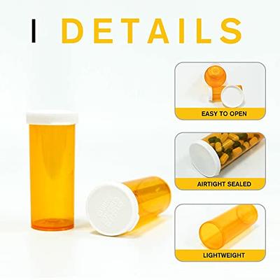 Wisesorb 6 Dram 36 Pack, Pill Bottles Empty with Desiccant Caps