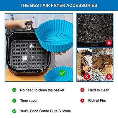 Air Fryer Liners, 2 Pack, 7.5'' Silicone Air Fryer Pot, Thickened Reusable Air Fryer Basket Fits 3QT-5QT Air Fryer, Heat-Resistant and Non-Stick Air