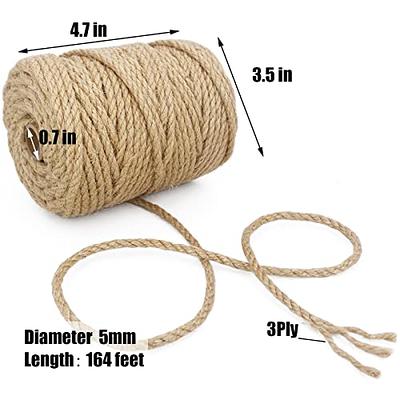 Leecogo 5mm Jute Rope, 164 Feet Heavy Duty and Thick Twine Rope
