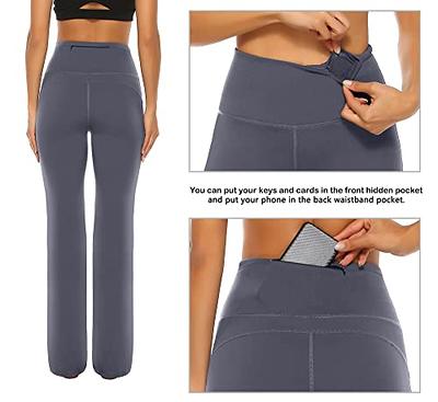 Buy FireSwan Womens Crossover Flare Leggings with Pockets Bootcut High  Waisted Yoga Pants Tummy Control Gym Workout Work Pants, Blue, Small at