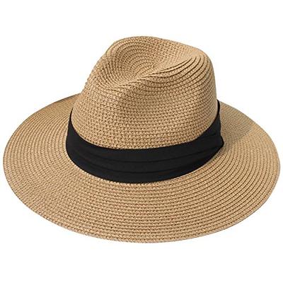 FURTALK Fedora Straw Sun Hat for Men Women Foldable Roll Up Short