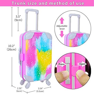 17 PCS Doll Travel Set Suitcase American Doll Accessories for Girl 18 Inch  Including Suitcase Luggage A Set of Clothes Slippers Sunglasses Camera