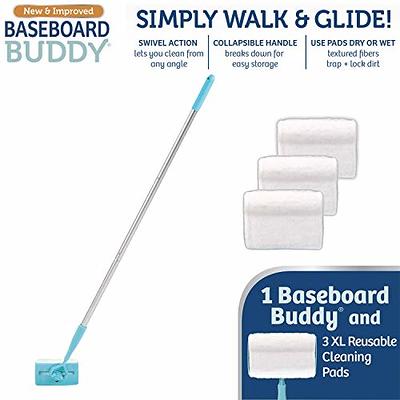 Qaestfy Wall & Baseboard Cleaner Mop Tool with 49'' Long Handle for Cleaning Window Floor Skirting Board Ceiling Bathtub Tub Tile Scrubber Brush
