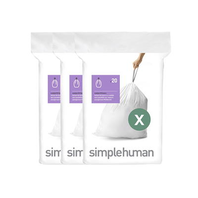 Simplelisa Code Q (200 Count) 13-17 Gallon Heavy Duty Drawstring Plastic Trash Bags Compatible with simplehuman Code Q | 1.2 Mil | White Garbage Can