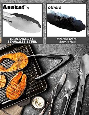 Gorilla Grip Stainless Steel Heat Resistant BBQ Kitchen Tongs Set of 2, Non  Scratch Silicone Tip