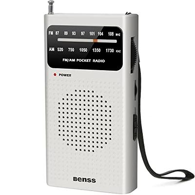 LEOTEC Portable AM FM Radio | with Best Reception | Battery Operated or AC  Power | Big Speaker | Large Tuning Knob | Clear Dial | Earphone Jack | for