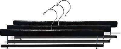 INTERNATIONAL HANGER, Rubber Coated Non-Slip Black Wood Combo Hanger for  Tops or Bottoms, 100 Pack
