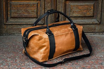 Weekender Duffle Bag - Vintage Leather Overnight Luggage in Two