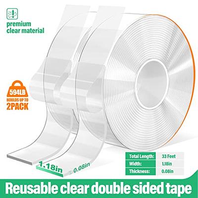 CREGEAR Heavy Duty Double Sided Tape(2 Roll of 16.5Ft), 1.18