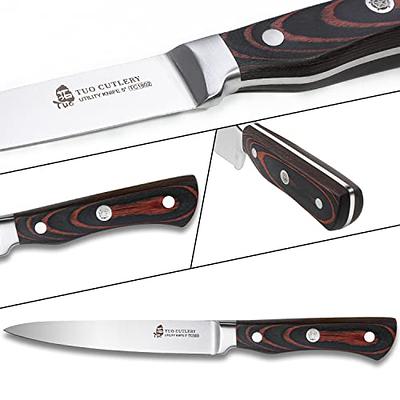 TUO Kitchen Utility Knife 5 inch Small Chef Knife German High Carbon  Stainless Steel Kitchen Knife Ergonomic Pakkawood Handle with Gift Box-New  Legacy Series - Yahoo Shopping