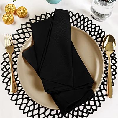 Utopia Home [24 Pack, Black] Cloth Napkins 17x17 Inches, 100% Polyester  Dinner Napkins with Hemmed Edges, Washable Napkins Ideal for Parties,  Weddings