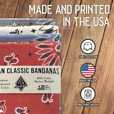 Red Bandana, Hand Screen Printed, Classic Bandana Design, Bandana for Women  and Men, 100% Cotton Scarf, Chef Gift, USA Made, Hiking Gift 